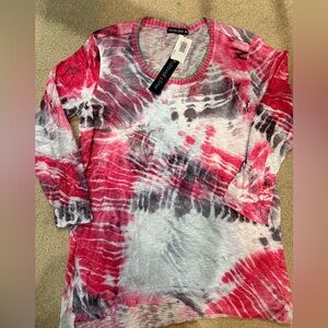 David Cline pink, white, and gray tie-dye long-sleeve top NWT $90